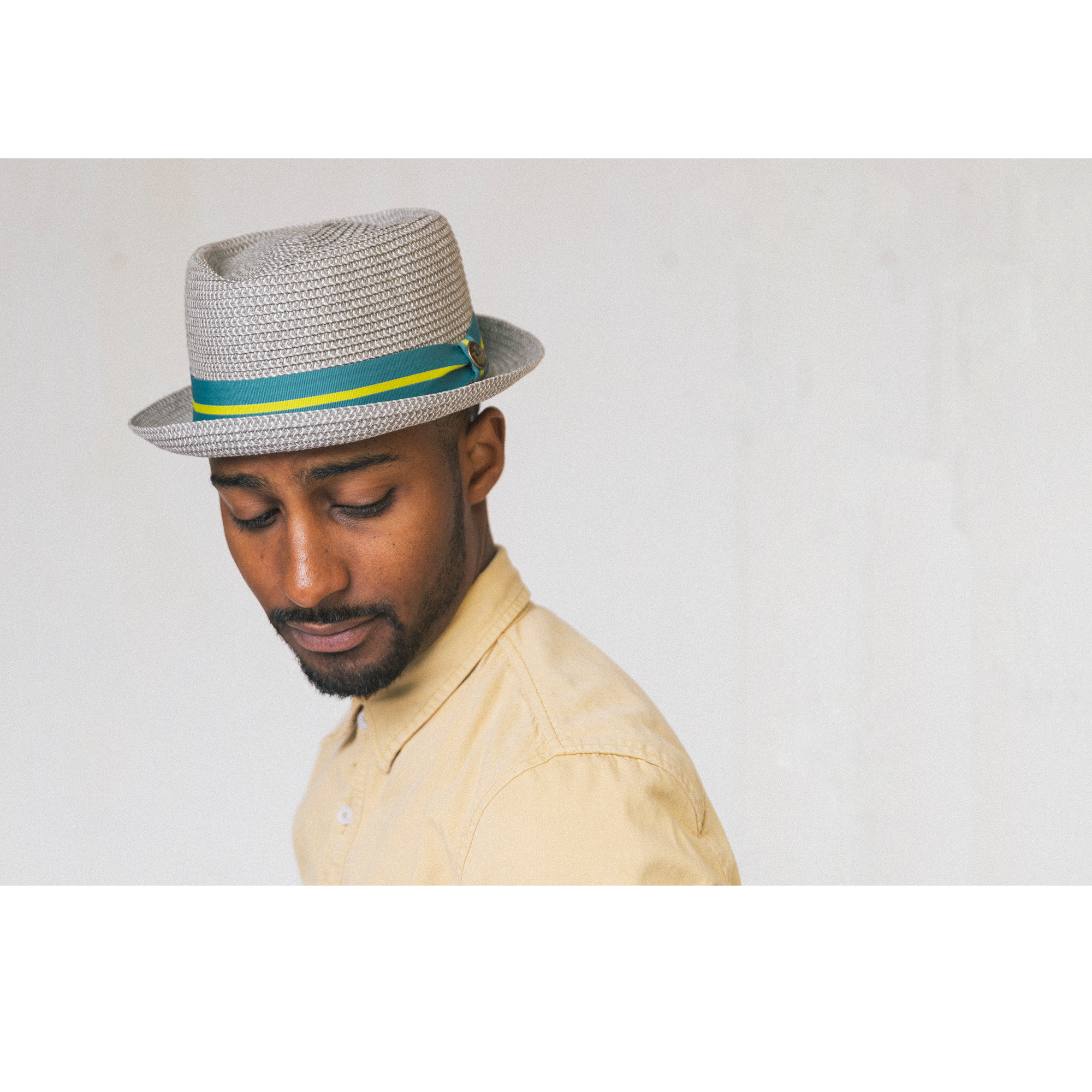 Goorin Bros. take a break diamond short brim straw porkpie fedora hat Grey  mens styling