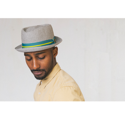 Goorin Bros. take a break diamond short brim straw porkpie fedora hat Grey  mens styling