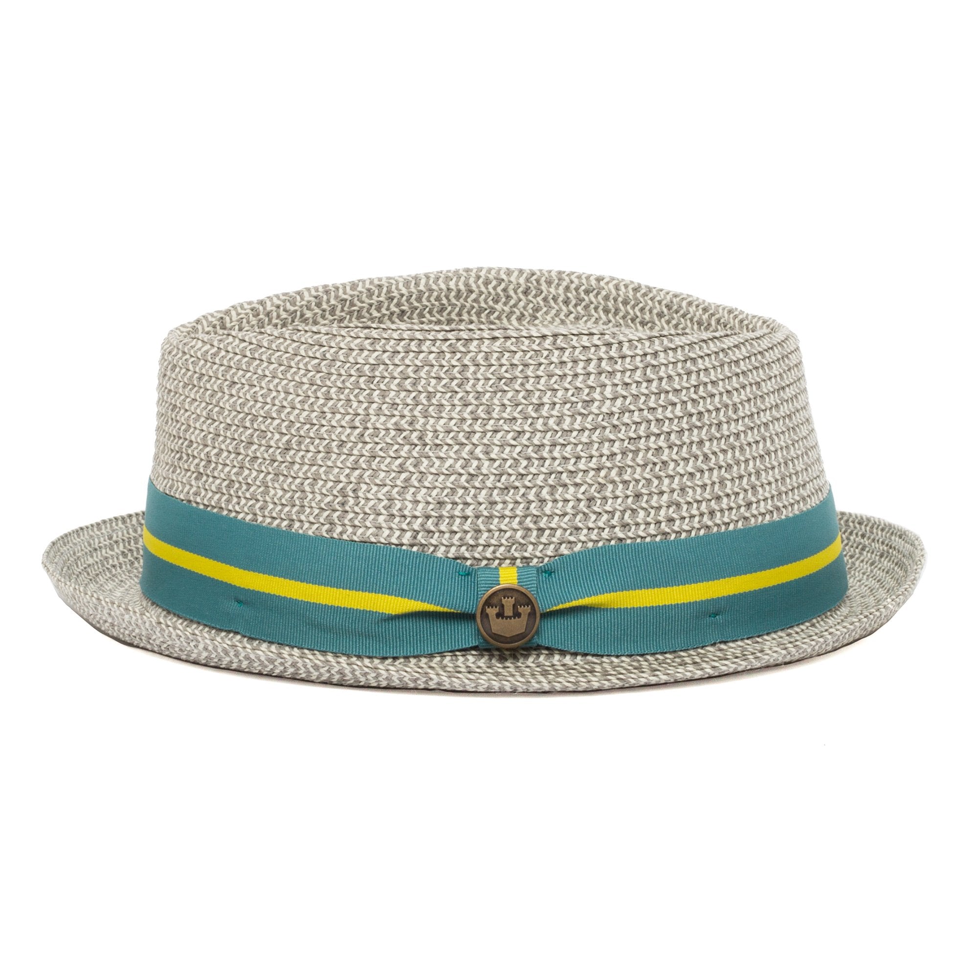 Goorin Bros. take a break diamond short brim straw porkpie fedora hat Grey side view