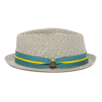 Goorin Bros. take a break diamond short brim straw porkpie fedora hat Grey side view