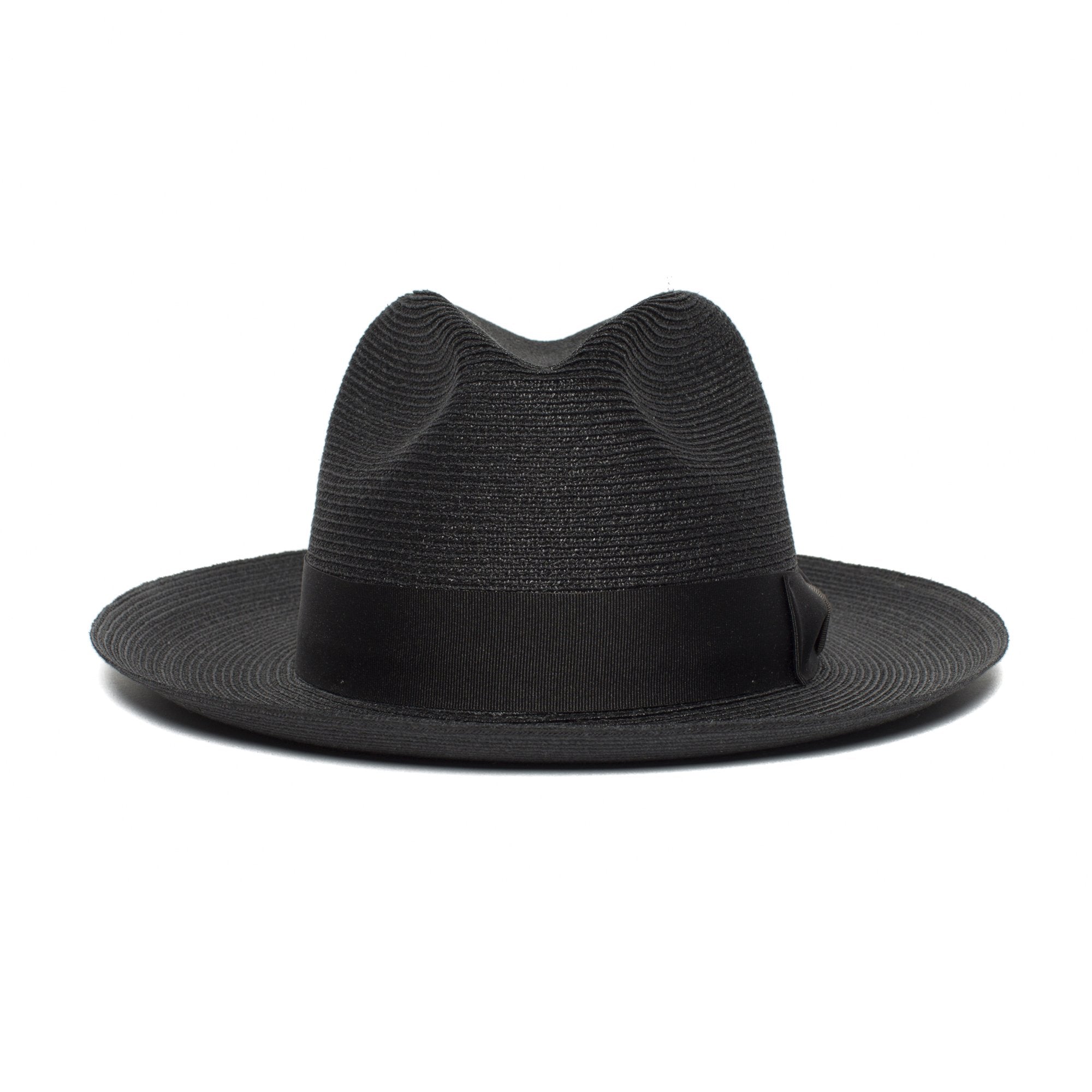 Goorin Bros. butch jackson center dent wide brim straw fedora hat Black front view