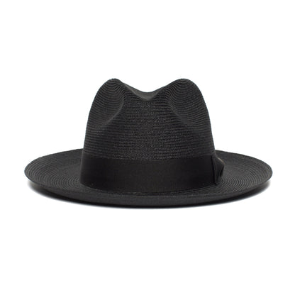 Goorin Bros. butch jackson center dent wide brim straw fedora hat Black front view