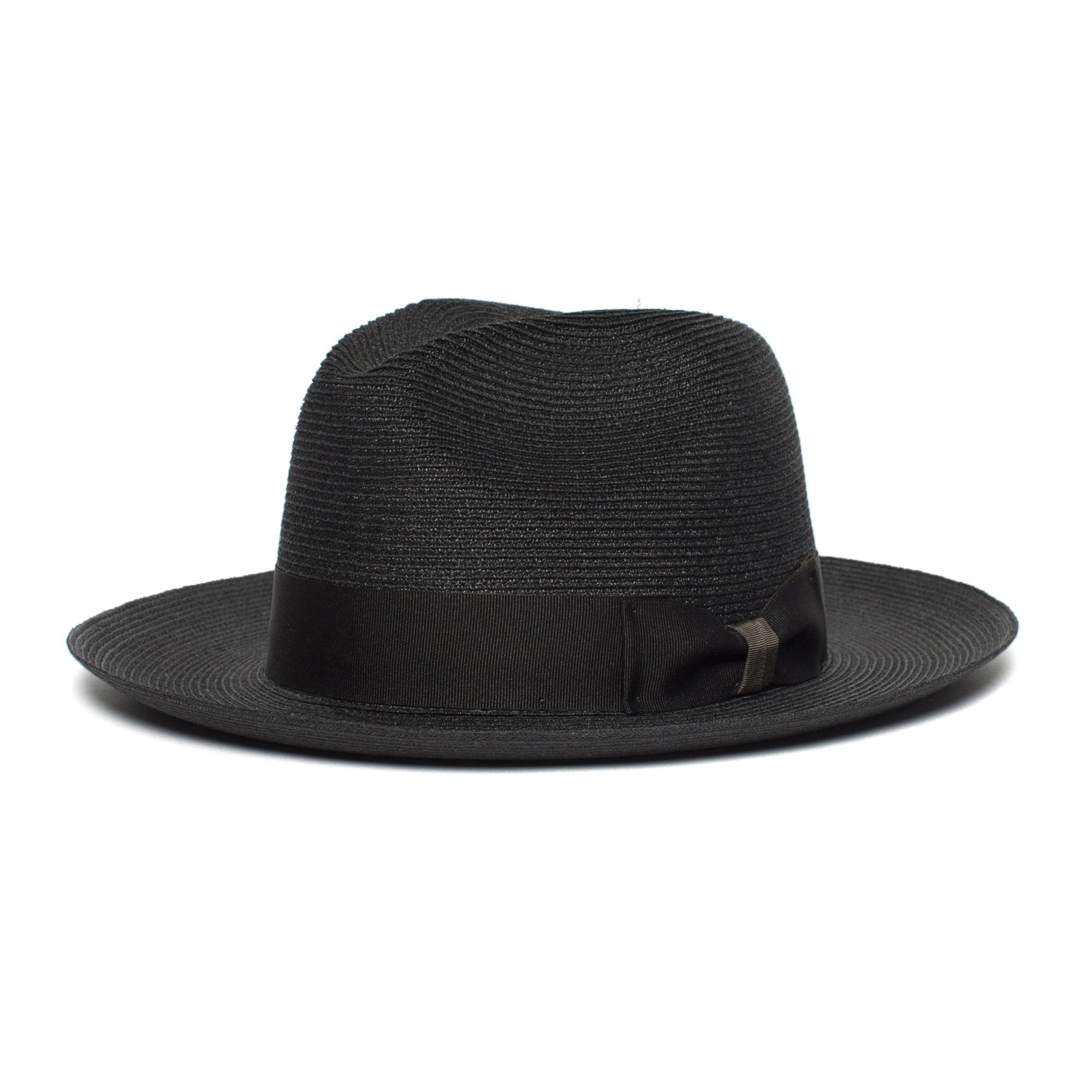 Goorin Bros. butch jackson center dent wide brim straw fedora hat Black left side view
