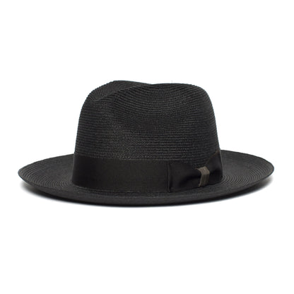 Goorin Bros. butch jackson center dent wide brim straw fedora hat Black left side view