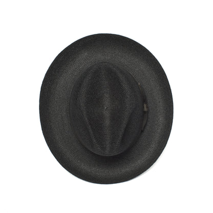 Goorin Bros. butch jackson center dent wide brim straw fedora hat Black top view