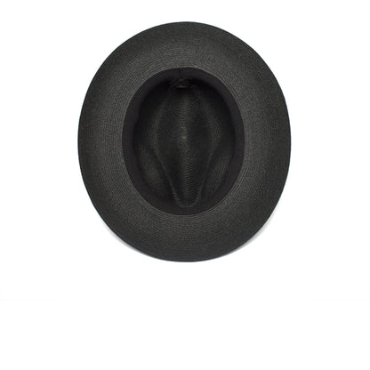 Goorin Bros. butch jackson center dent wide brim straw fedora hat Black under view
