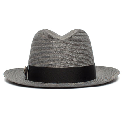 Goorin Bros. butch jackson center dent wide brim straw fedora hat Slate back view