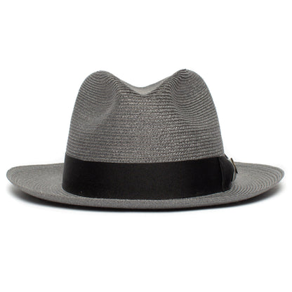 Goorin Bros. butch jackson center dent wide brim straw fedora hat Slate front view