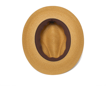 Goorin Bros. butch jackson center dent wide brim straw fedora hat Whiskey under view