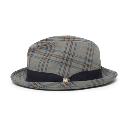 Goorin Bros. chandler handcock center dent medium brim cotton fedora hat Grey side view