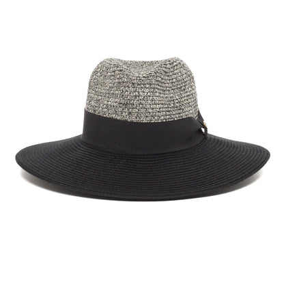 Goorin Bros. mamacita center dent wide brim polyester ribbon fedora hat Black front view