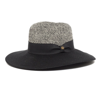 Goorin Bros. mamacita center dent wide brim polyester ribbon fedora hat Black left side view