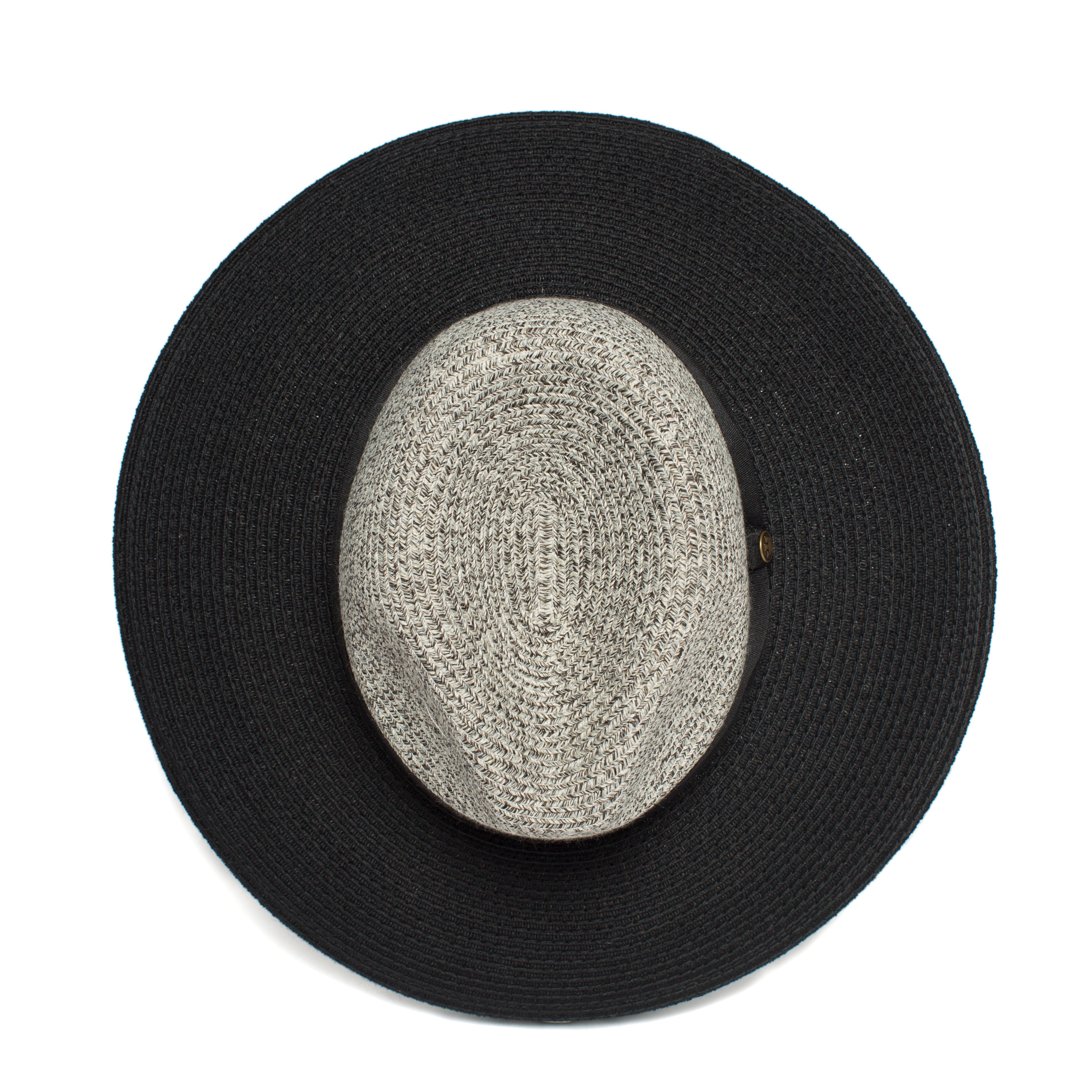 Goorin Bros. mamacita center dent wide brim polyester ribbon fedora hat Black top view