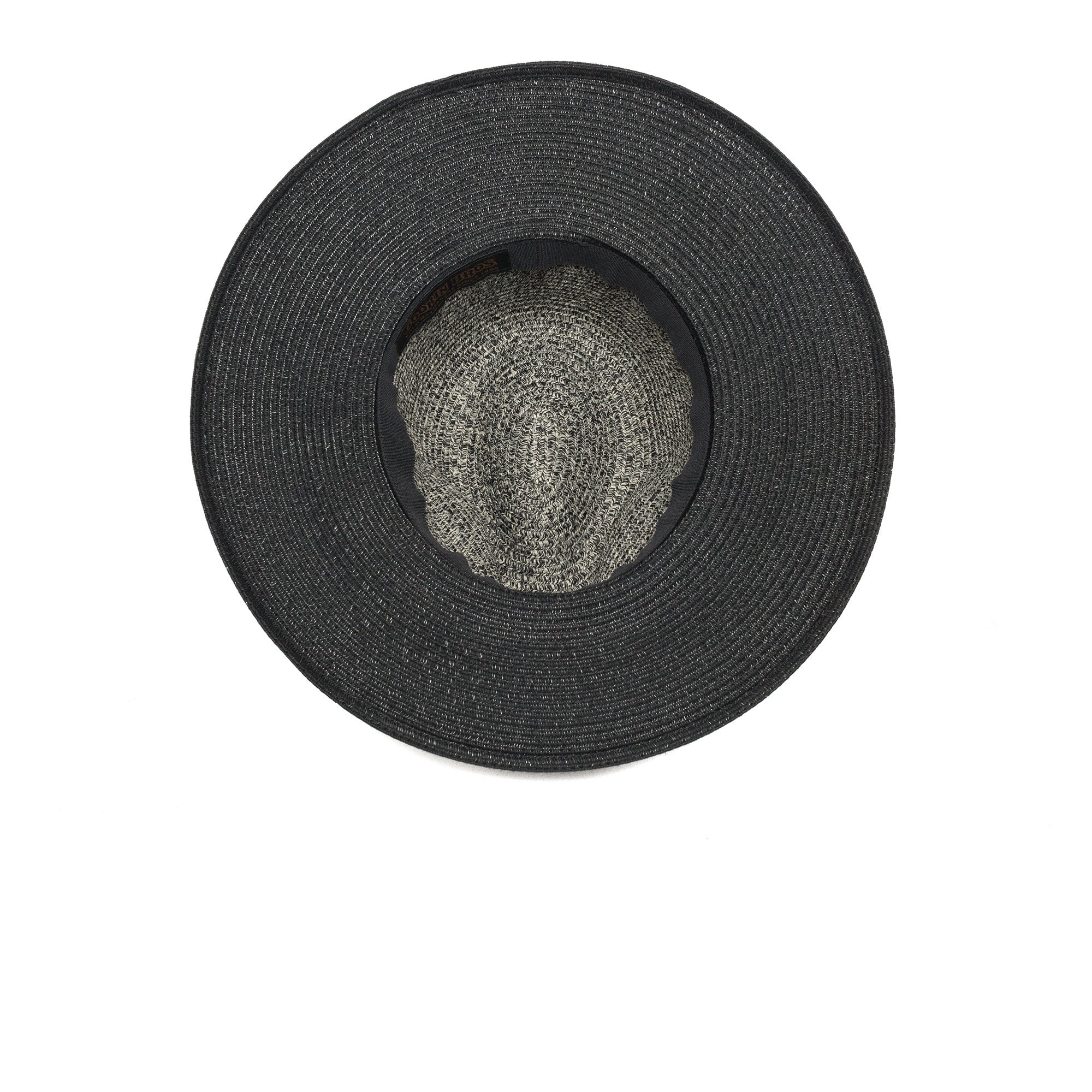 Goorin Bros. mamacita center dent wide brim polyester ribbon fedora hat Black under view