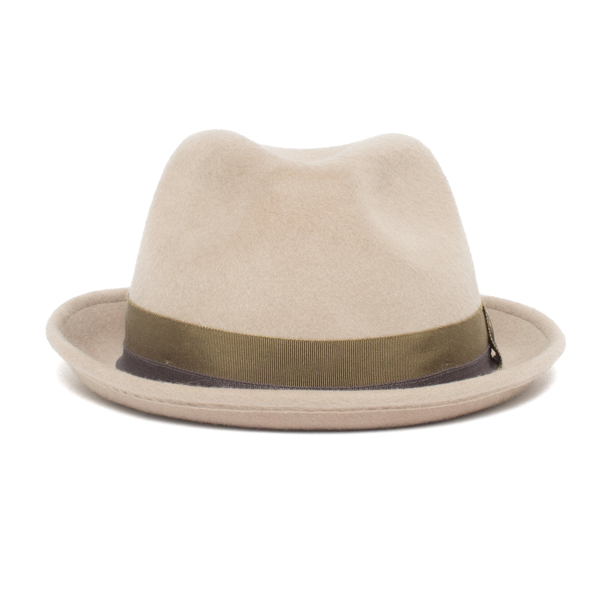 Goorin Bros. baby face center dent short brim wool fedora hat Tan front view