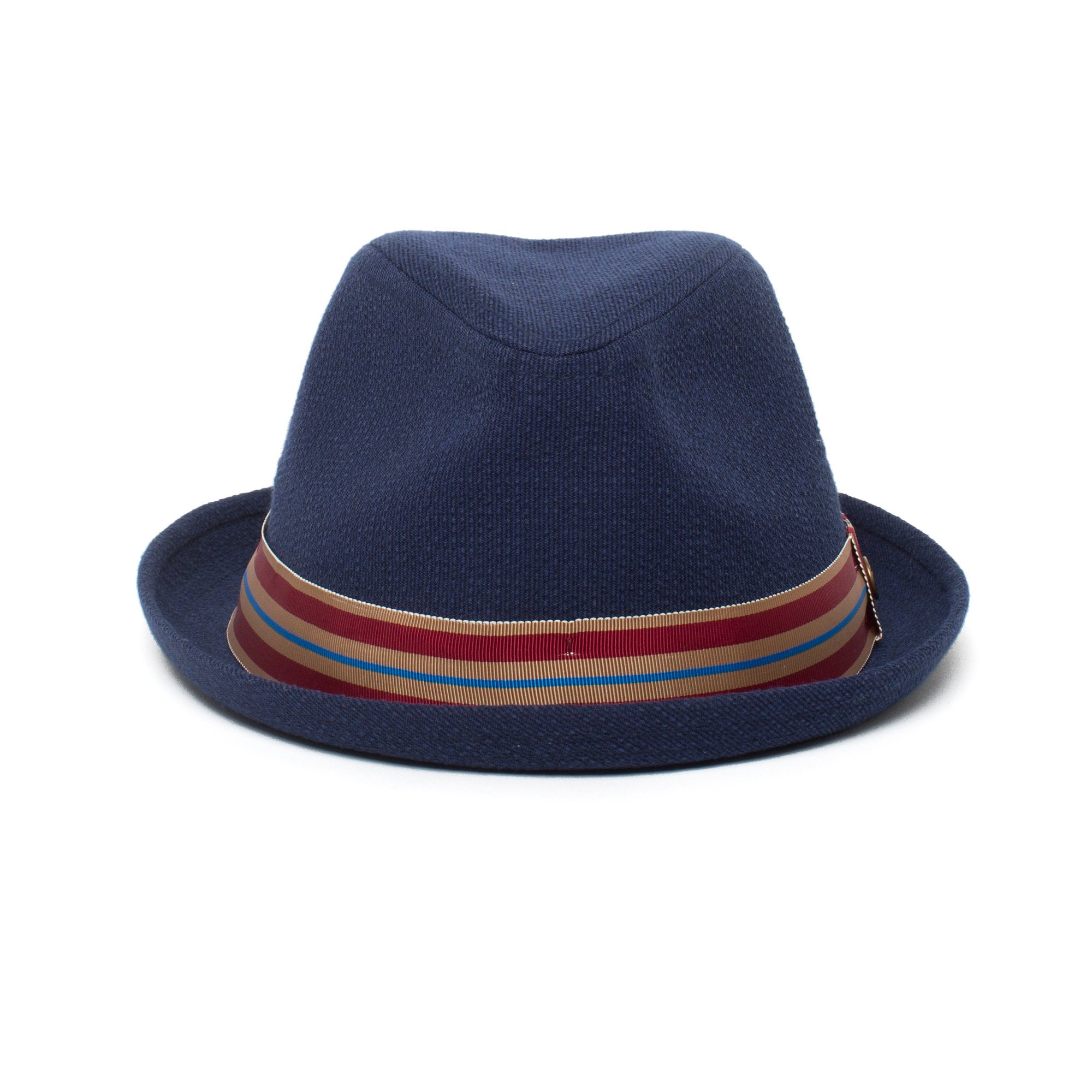 Goorin Bros. hit it pure center dent short brim poly blend fedora hat Navy front view