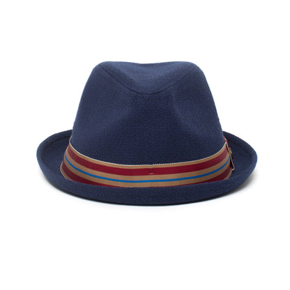 Goorin Bros. hit it pure center dent short brim poly blend fedora hat Navy front view