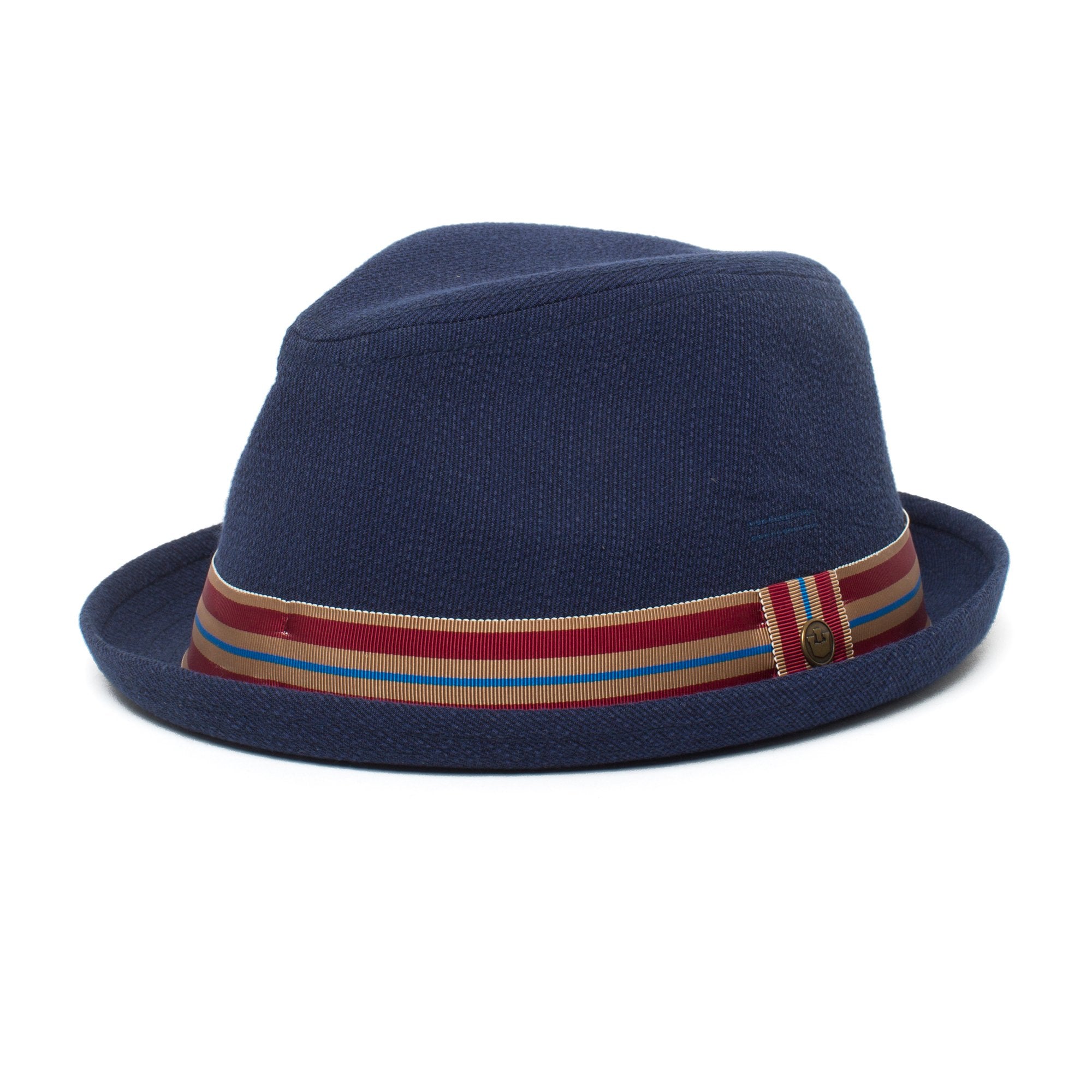 Goorin Bros. hit it pure center dent short brim poly blend fedora hat Navy left side view