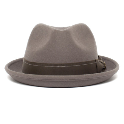 Goorin Bros. the event center dent short brim felt fedora hat Grey front view