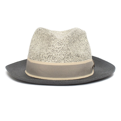 Goorin Bros. brighton high center dent medium brim paper poly blend fedora hat Grey front view