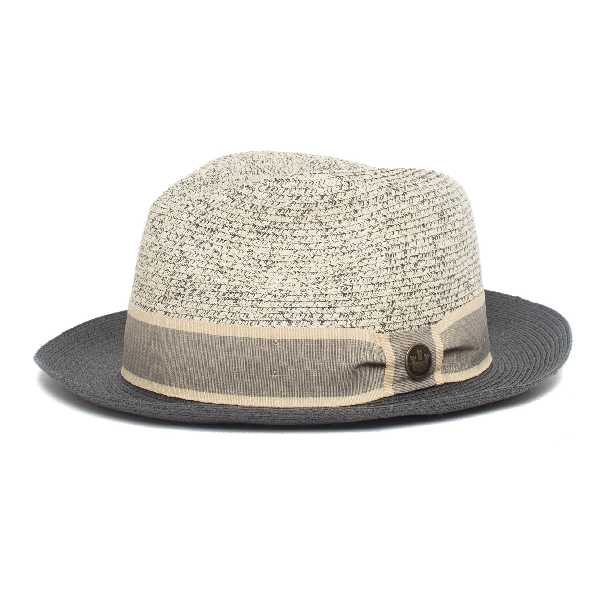Goorin Bros. brighton high center dent medium brim paper poly blend fedora hat Grey left side view