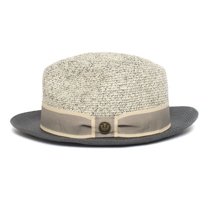 Goorin Bros. brighton high center dent medium brim paper poly blend fedora hat Grey side view