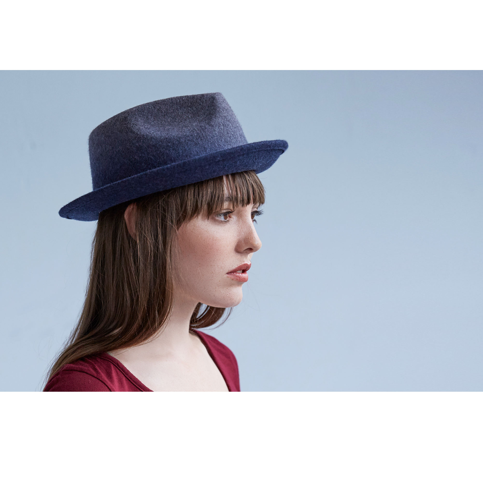 Goorin Bros. late night teardrop short brim felt fedora hat Navy  womens styling