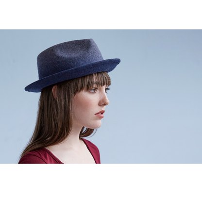 Goorin Bros. late night teardrop short brim felt fedora hat Navy  womens styling