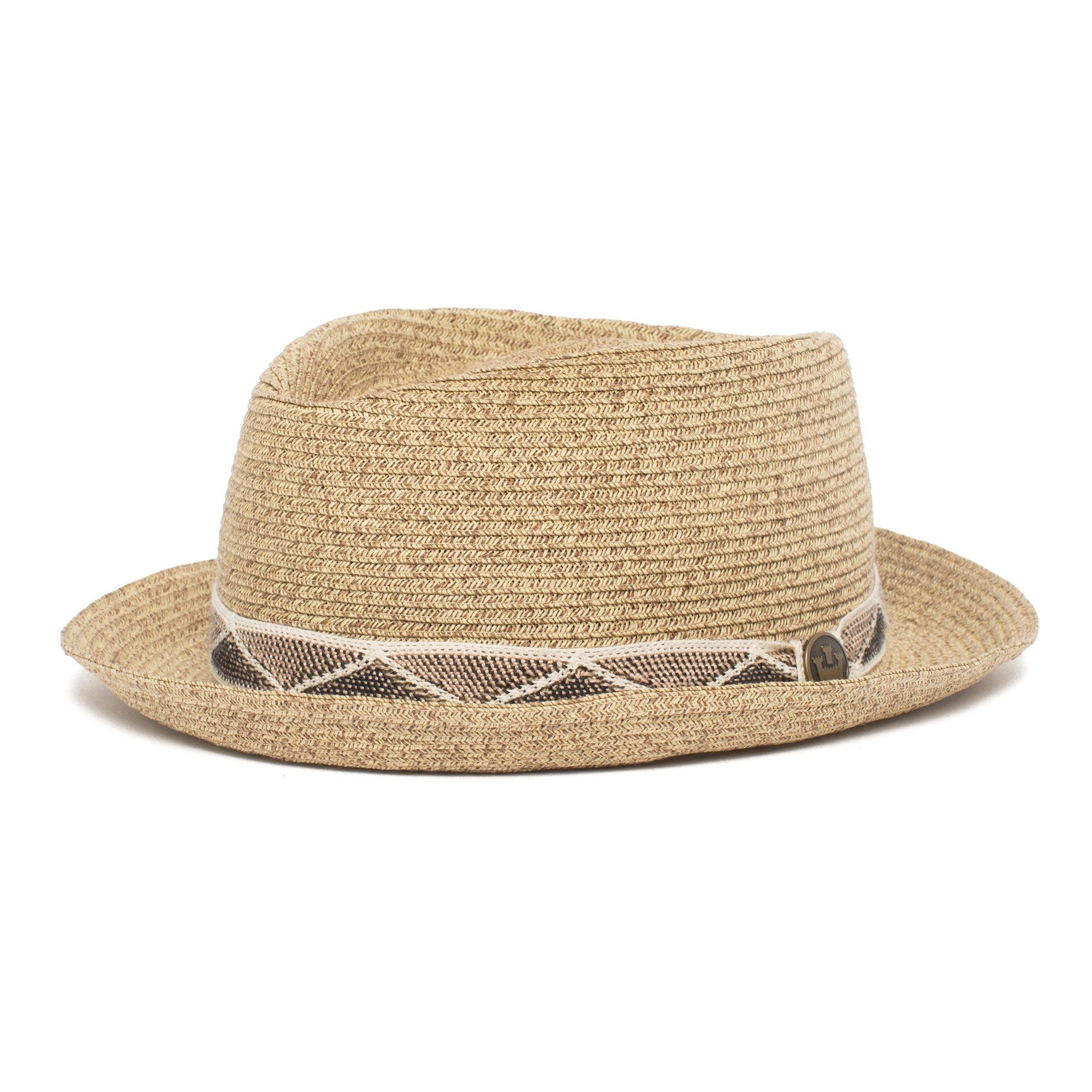 Goorin Bros. albuquerque diamond short brim straw porkpie fedora hat Brown left side view