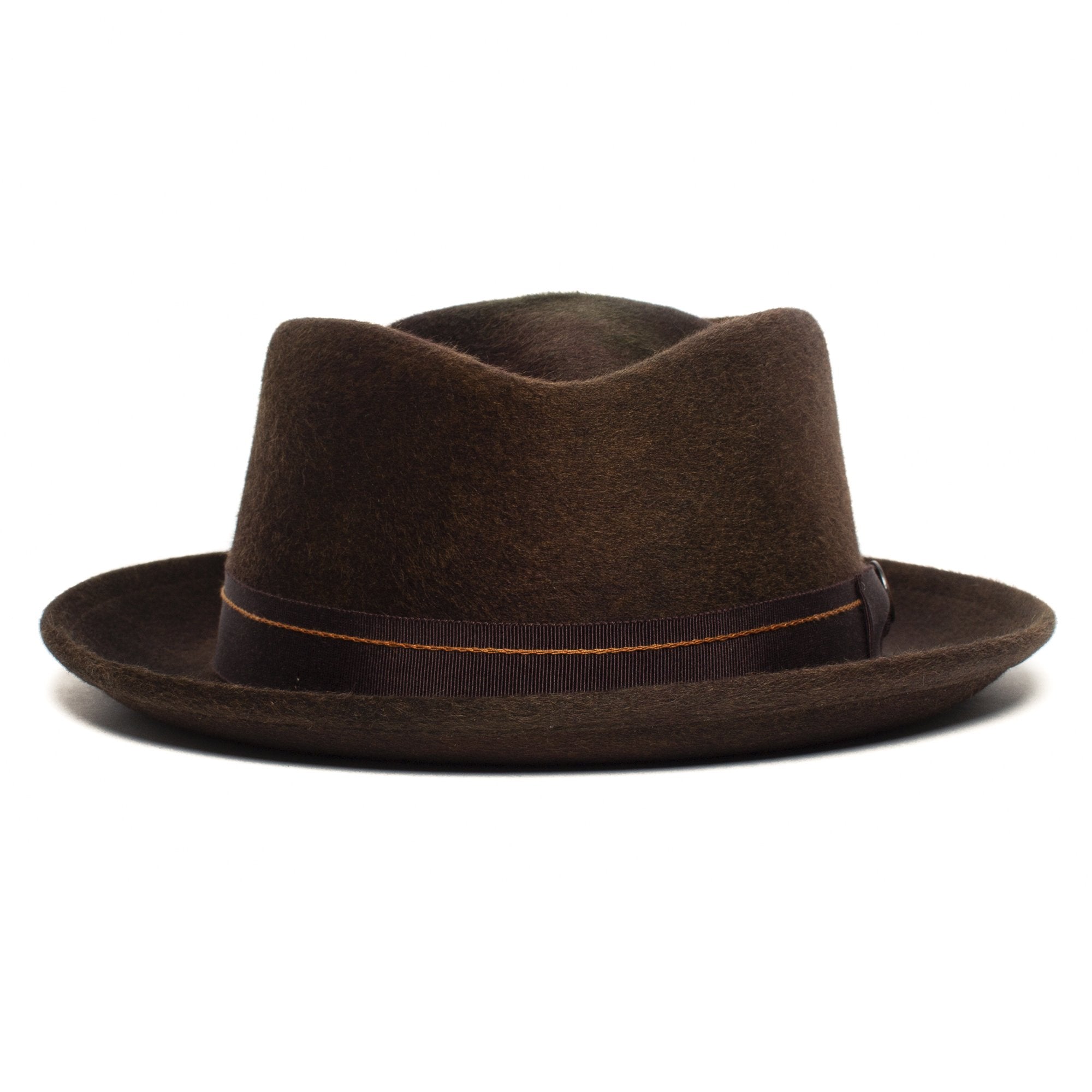 Goorin Bros. note king diamond medium brim felt porkpie fedora hat Brown front view