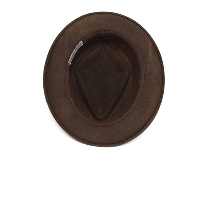 Goorin Bros. note king diamond medium brim felt porkpie fedora hat Brown under view
