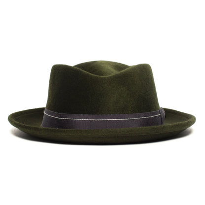 Goorin Bros. note king diamond medium brim felt porkpie fedora hat Green front view