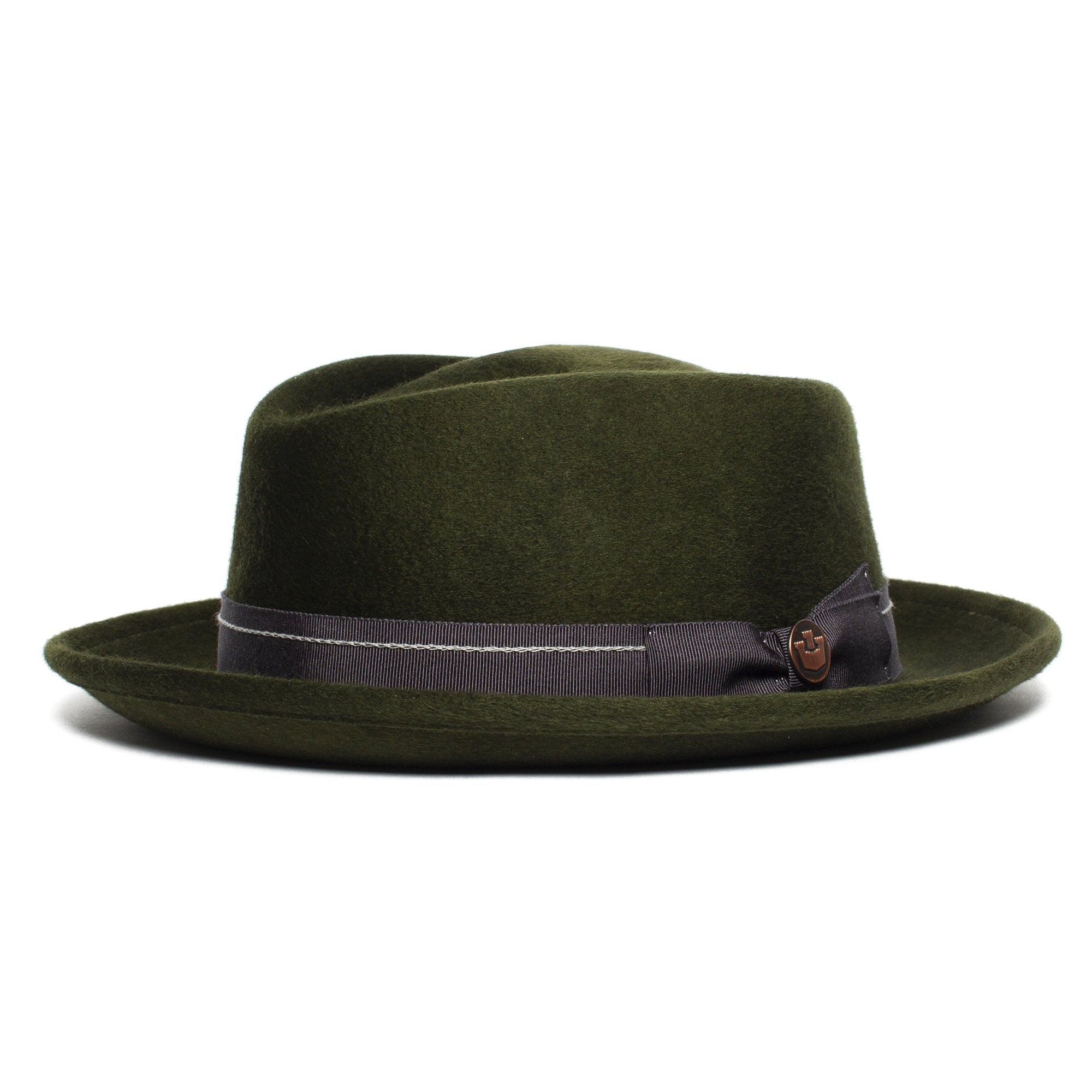 Goorin Bros. note king diamond medium brim felt porkpie fedora hat Green left side view