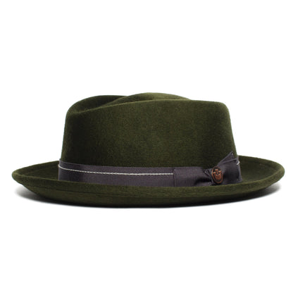 Goorin Bros. note king diamond medium brim felt porkpie fedora hat Green left side view