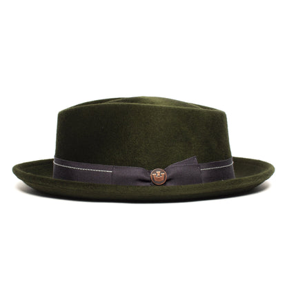 Goorin Bros. note king diamond medium brim felt porkpie fedora hat Green side view