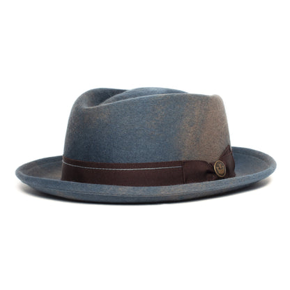 Goorin Bros. note king diamond medium brim felt porkpie fedora hat Slate left side view
