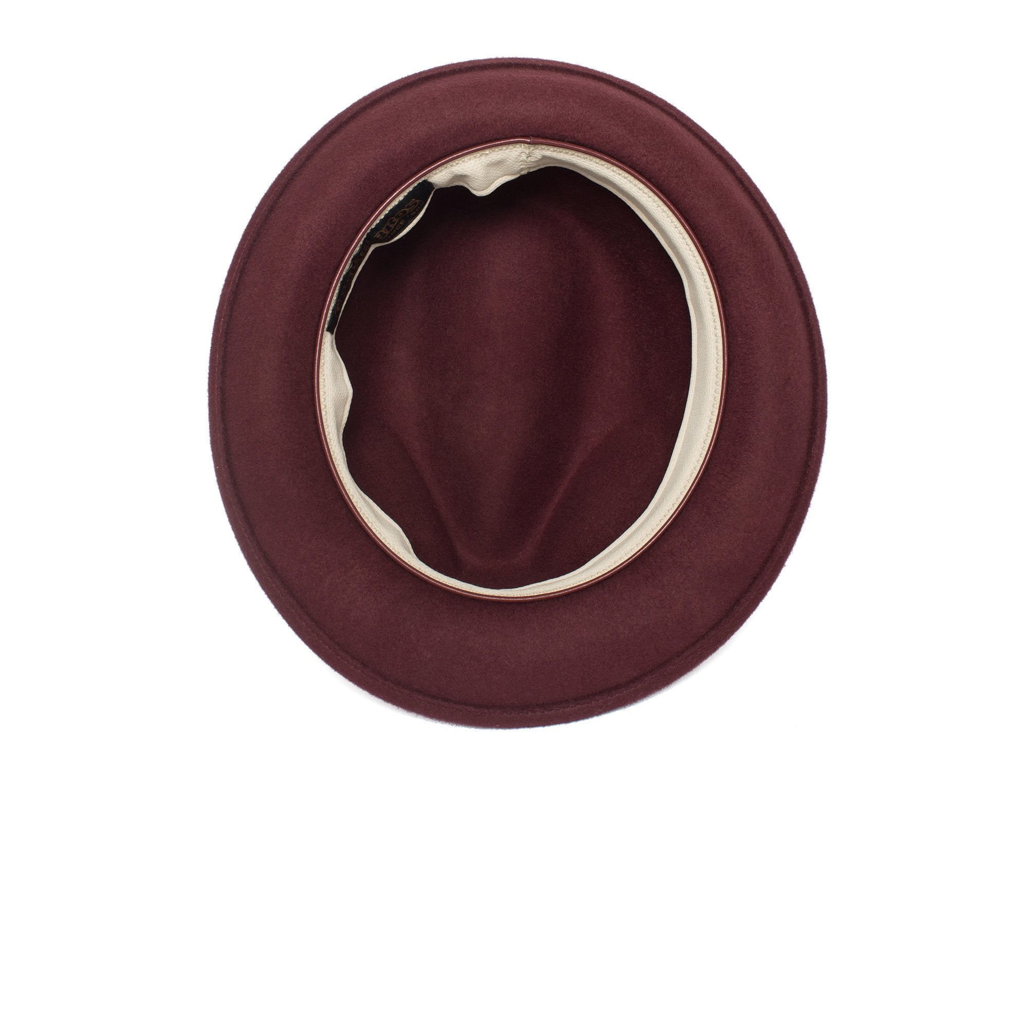 Goorin Bros. party times center dent medium brim felt fedora hat Burgundy under view