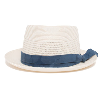 Goorin Bros. fancy dog diamond medium brim straw porkpie fedora hat Natural front view