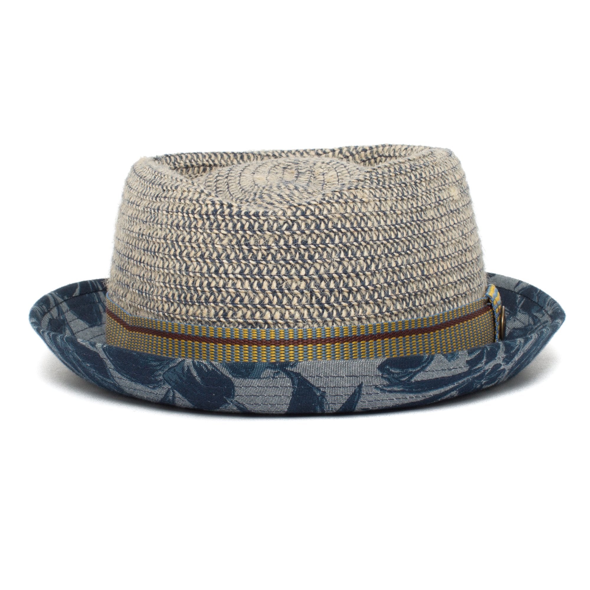 Goorin Bros. take a chill pill diamond short brim cotton blend porkpie fedora hat Blue front view