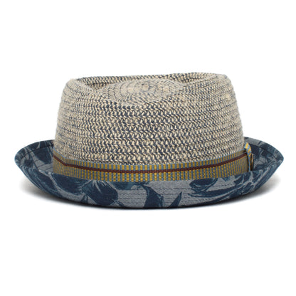 Goorin Bros. take a chill pill diamond short brim cotton blend porkpie fedora hat Blue front view
