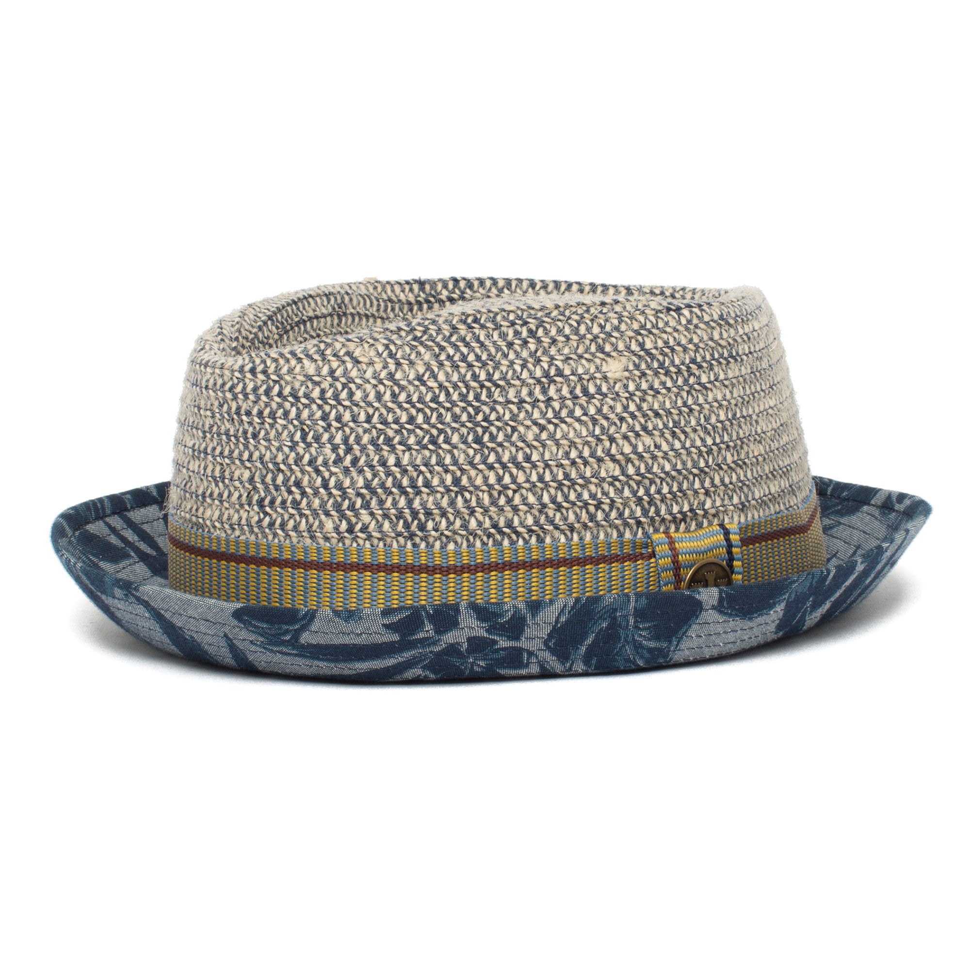 Goorin Bros. take a chill pill diamond short brim cotton blend porkpie fedora hat Blue left side view