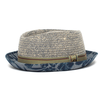 Goorin Bros. take a chill pill diamond short brim cotton blend porkpie fedora hat Blue left side view