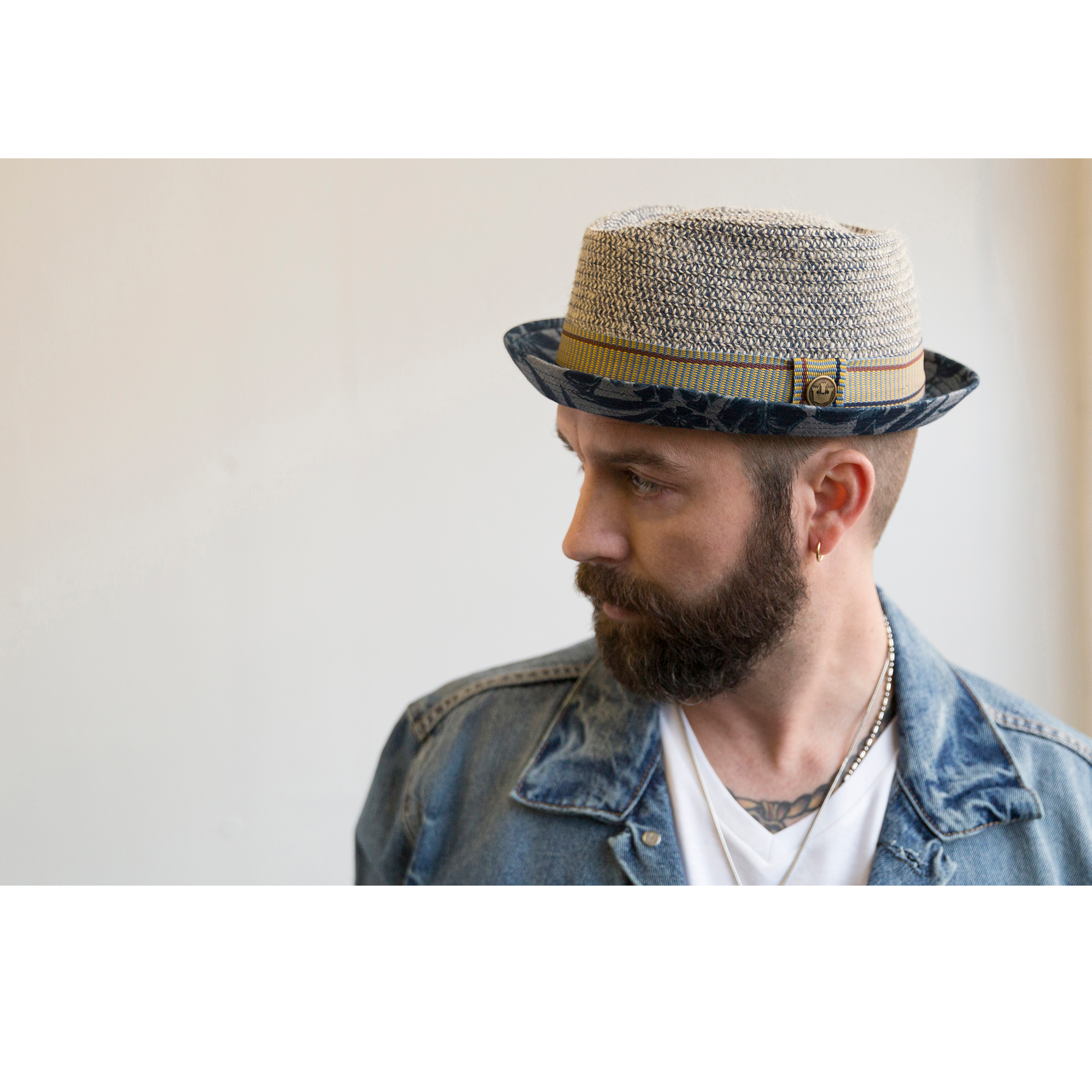 Goorin Bros. take a chill pill diamond short brim cotton blend porkpie fedora hat Blue  mens styling