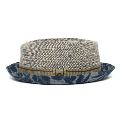Goorin Bros. take a chill pill diamond short brim cotton blend porkpie fedora hat Blue side view