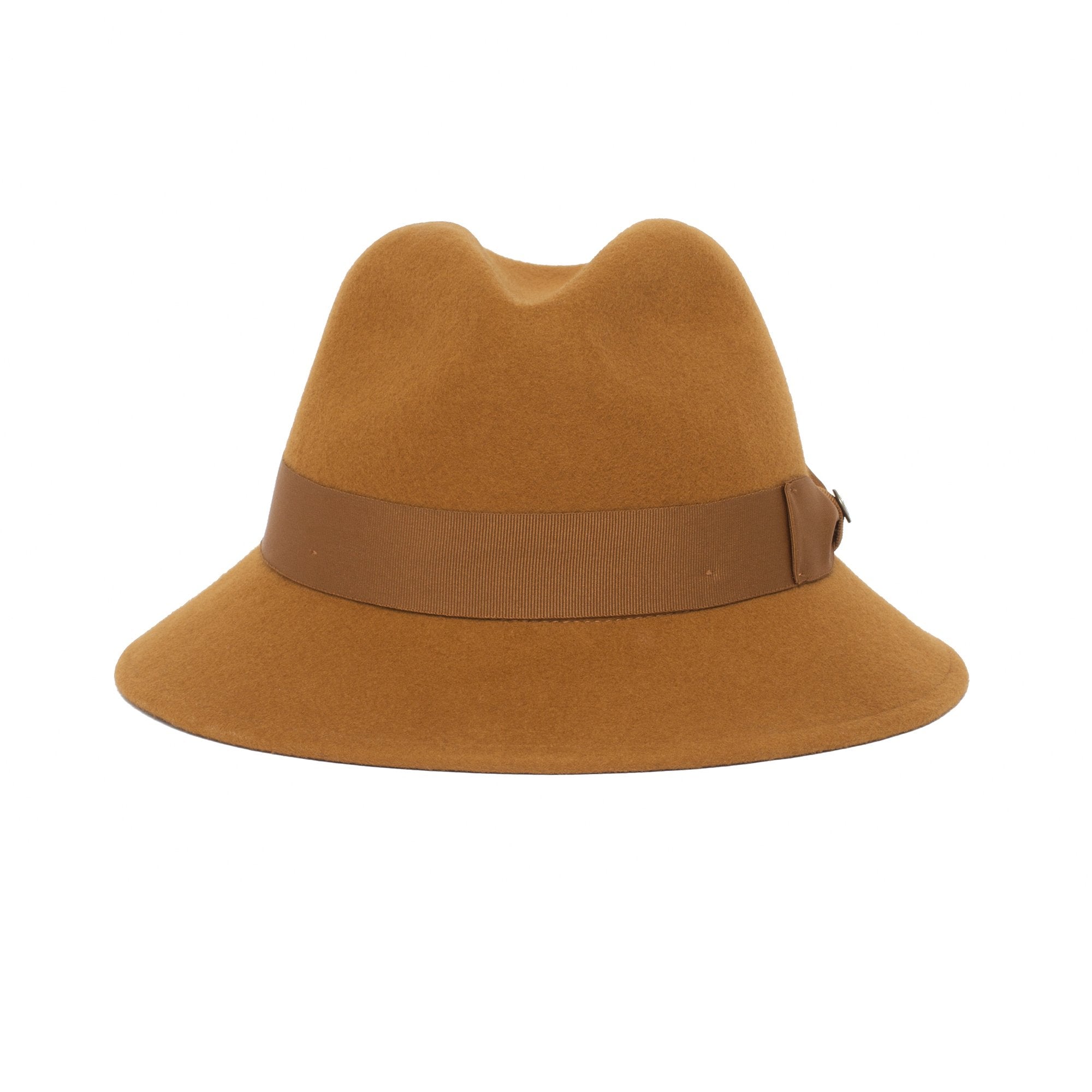 Goorin Bros. ms chandler center dent wide brim wool fedora hat Mustard front view