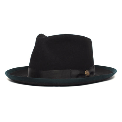 Goorin Bros. river gray teardrop wide brim felt fedora hat Black left side view
