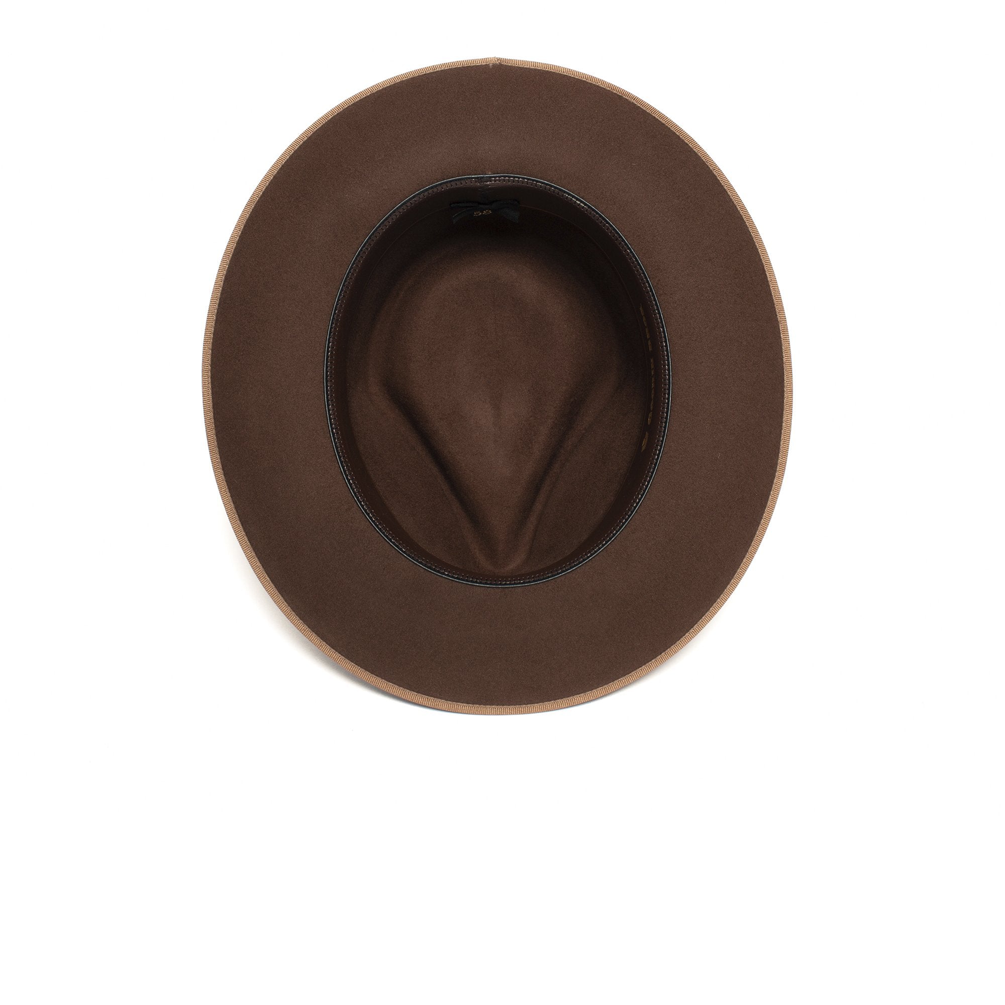 Goorin Bros. river gray teardrop wide brim felt fedora hat Brown under view