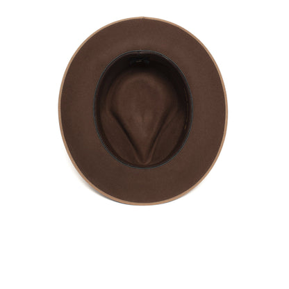 Goorin Bros. river gray teardrop wide brim felt fedora hat Brown under view