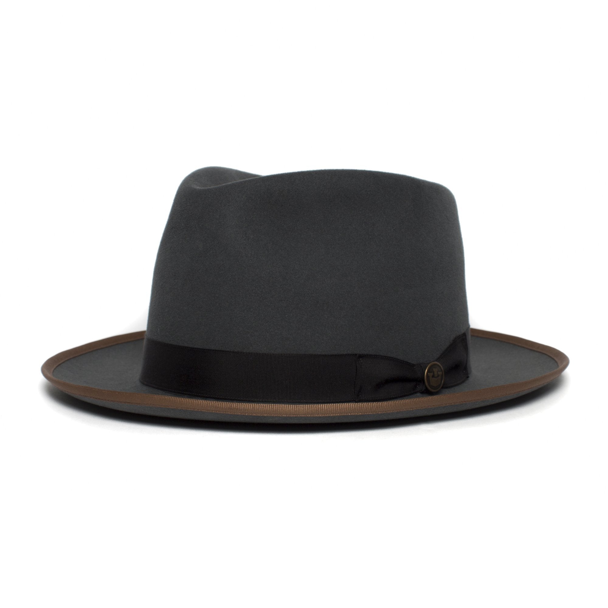 Goorin Bros. river gray teardrop wide brim felt fedora hat Grey left side view