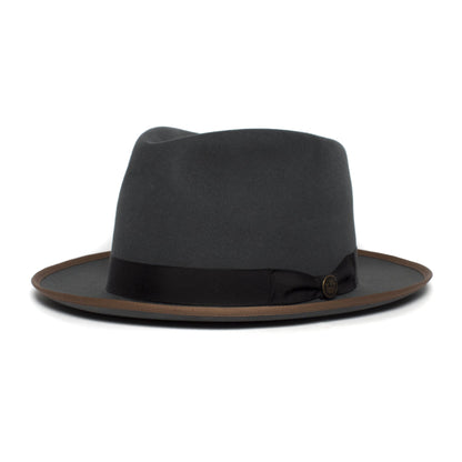 Goorin Bros. river gray teardrop wide brim felt fedora hat Grey left side view